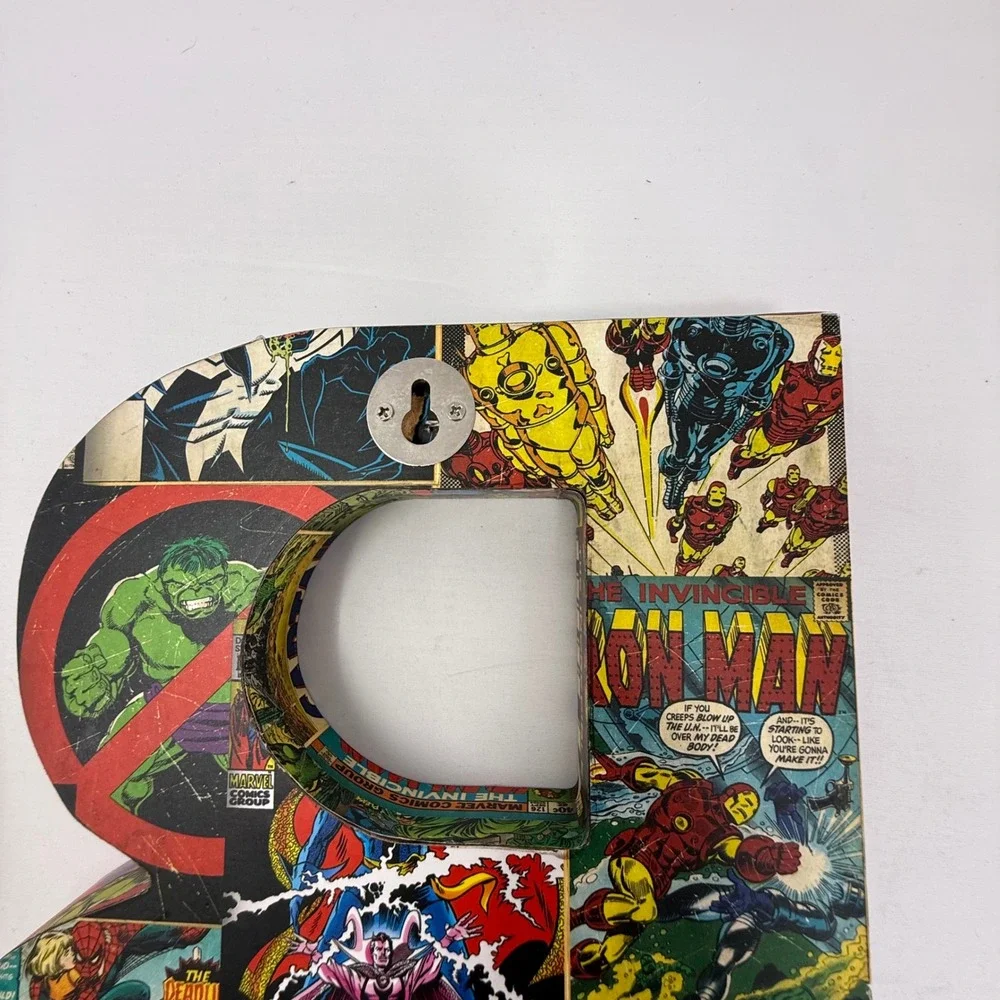 Marvel Comics Wood Wall Letter B Decor Hulk Iron Man Spider-Man Venom Multicolor